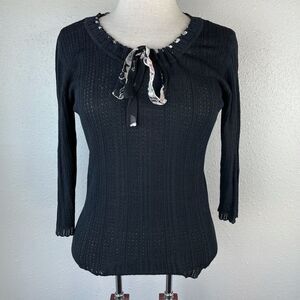 Josephine Chaus Black Stretch Top Size M EUC